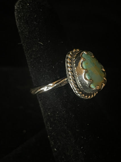 Petite Genuine Turquoise Rings w/ Twisted Band - Regul Silver
