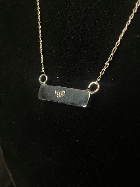 Skinny Real Turquoise Bar Necklace - Regul Silver