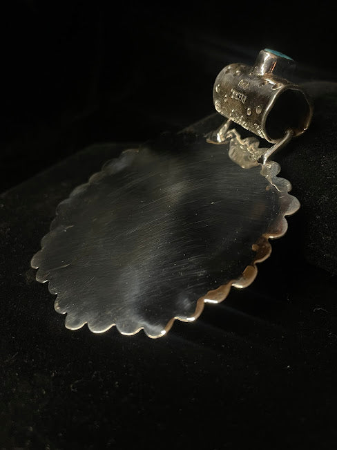 Large Southwest Style Cluster Pendant | Babiecora Turquoise - Regul Silver