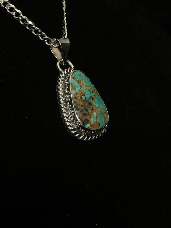 Handcrafted Sonoran Turquoise Pendant - Sterling Silver Design - Regul Silver