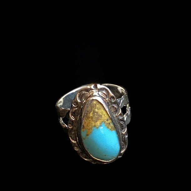 Exquisite Genuine Turquoise Irregular Shape Ring|Sterling Sunset - Regul Silver