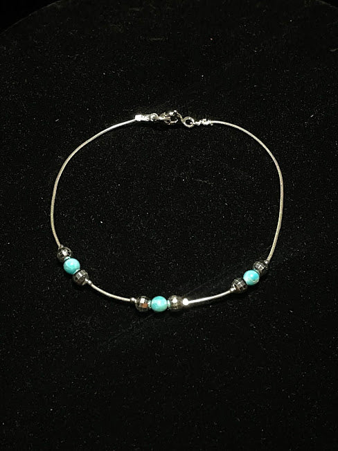Beaded Bracelet| Real Sonoran Turquoise and Sterling Silver - Regul Silver