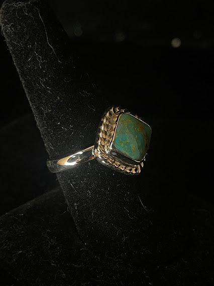 Genuine Sonoran Turquoise Handcrafted Womens Sterling Silver| Diamond Shaped Ring - Regul Silver