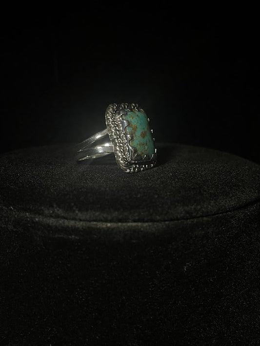 Rectangle | Handcrafted Turquoise Ring Rope Wrapped - Regul Silver