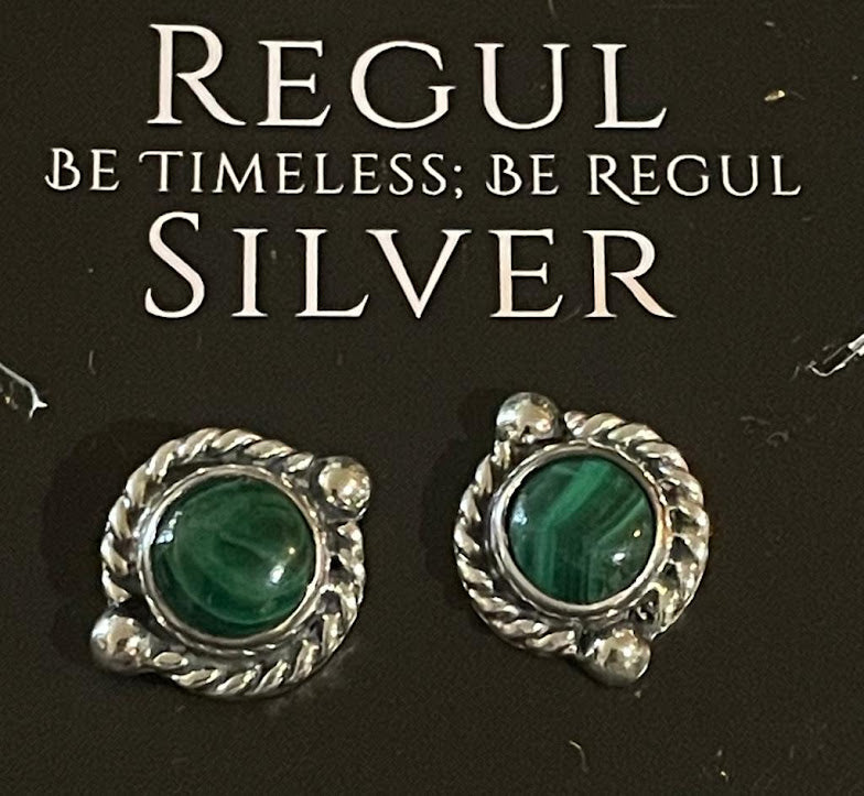 Unique Gemstone Sterling Silver Stud Earrings - Regul Silver