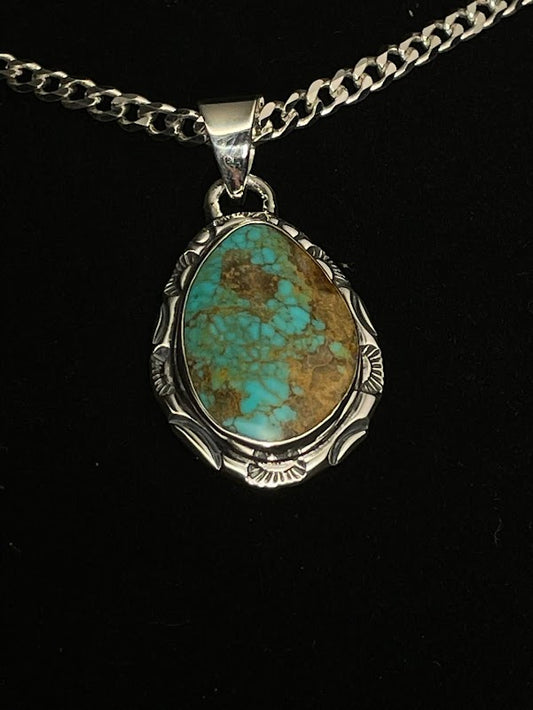 Real Turquoise & Sterling Silver Pendant Necklaces - Regul Silver