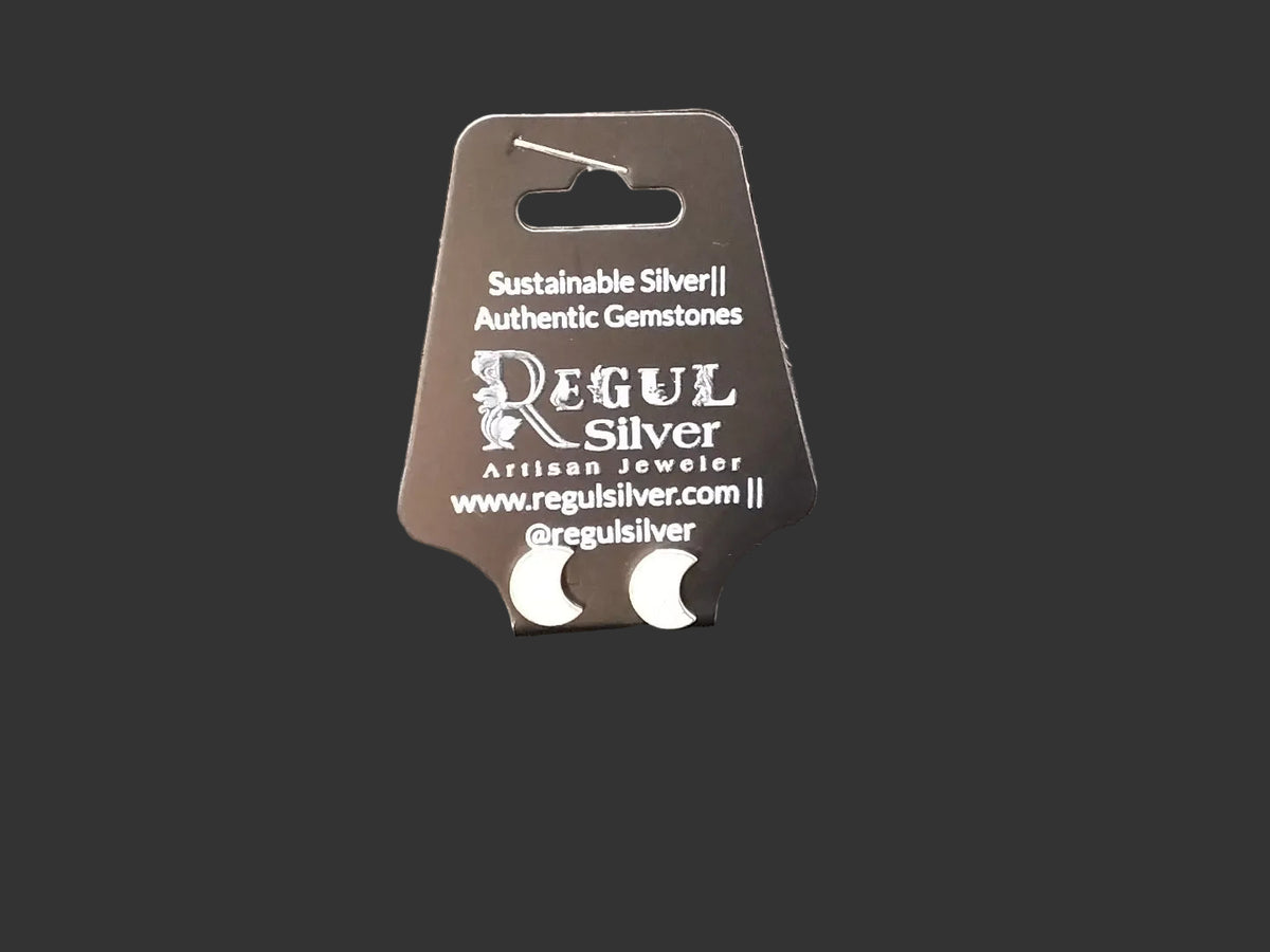 Unique Crescent Moon Earrings - Regul Silver
