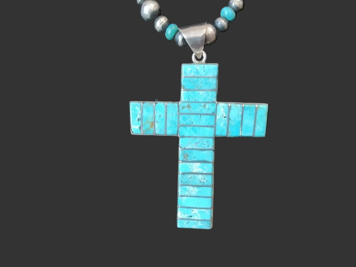 Stunning Turquoise Cross Pendant - Regul Silver