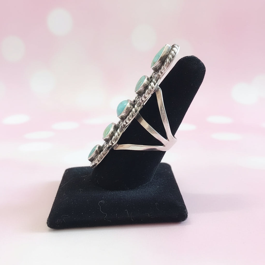 Silver Turquoise Five- Stone Ring