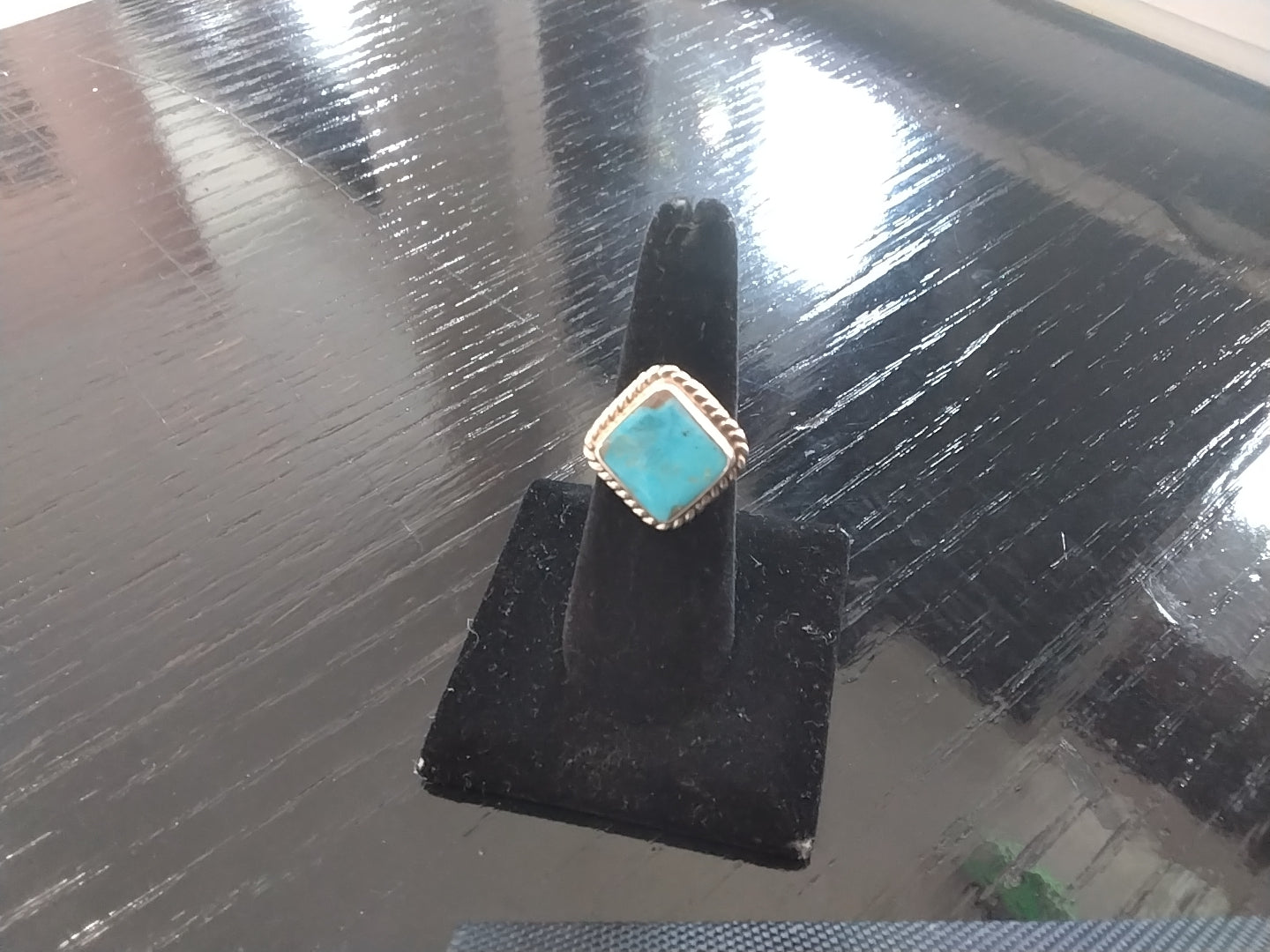 Handcrafted Sterling Silver Diamond Turquoise Ring – Twisted Rope Border