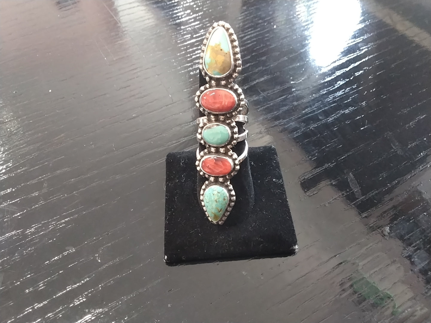 Mixed Gemstone Turquoise & Spiny Oyster Ring