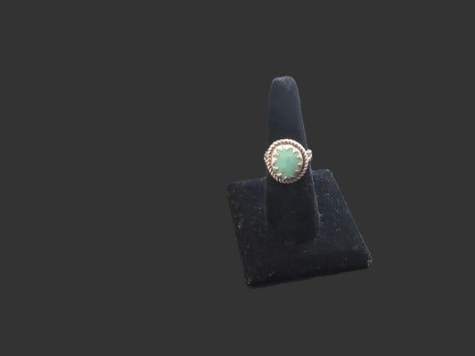 Handcrafted Sterling Silver Round Turquoise Ring – Twisted Rope Bezel - Regul Silver