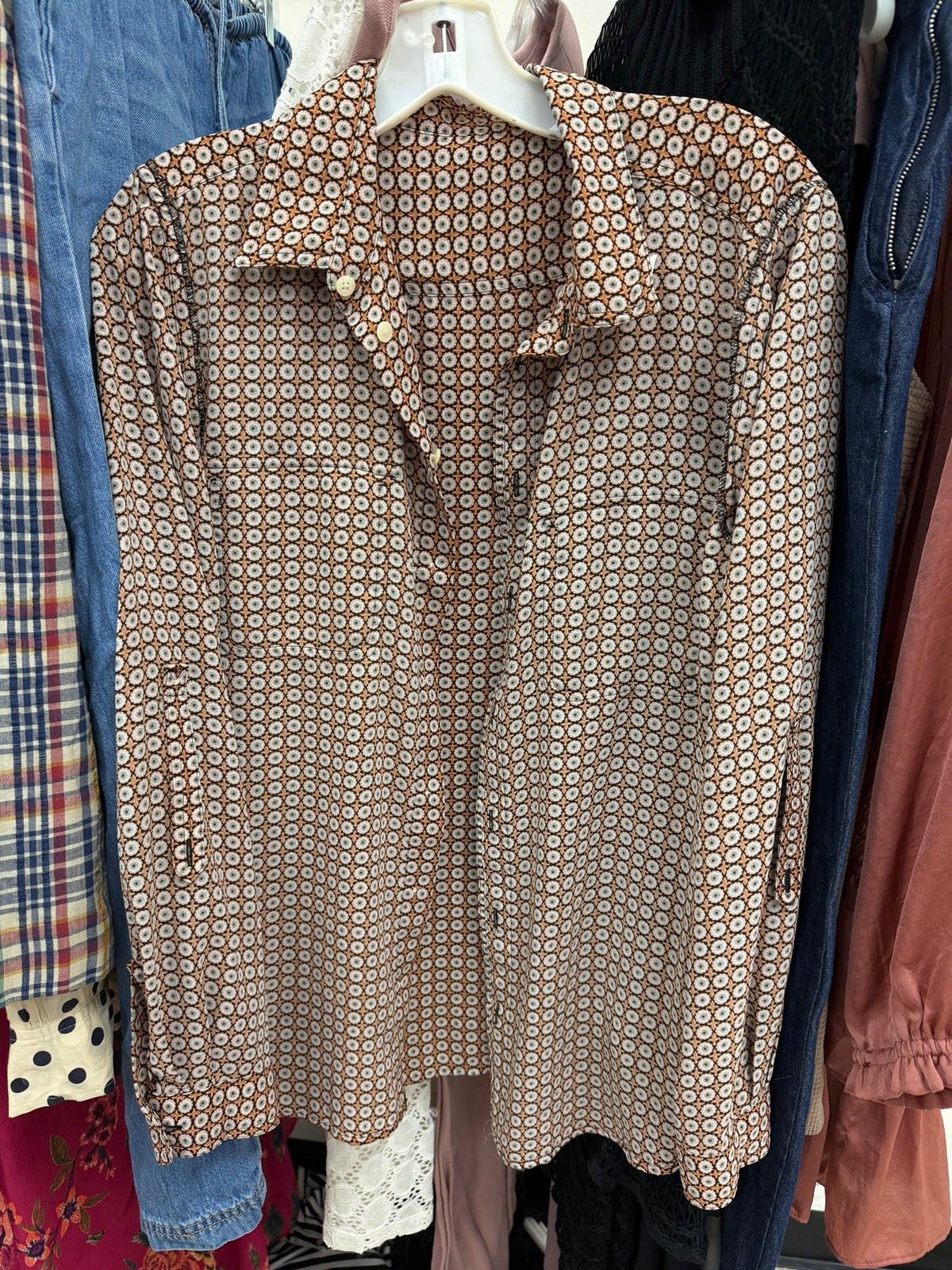 LOFT geometric print blouse in medium, excellent condition