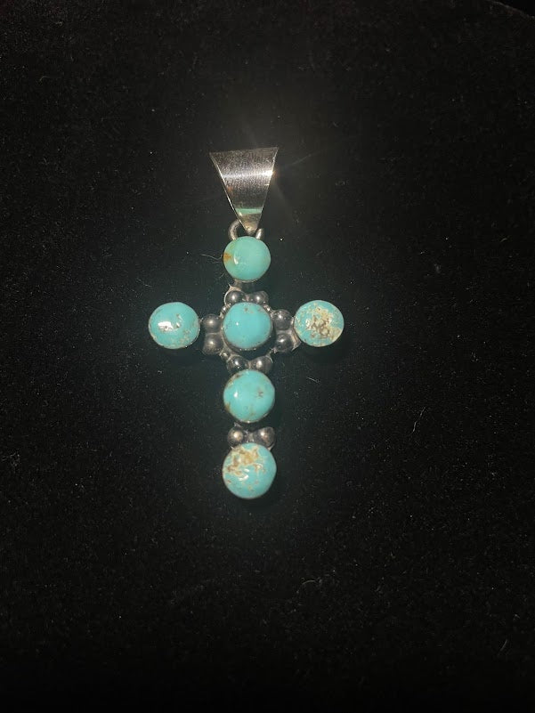 Turquoise & Sterling Silver Classic Cross Pendants - Regul Silver