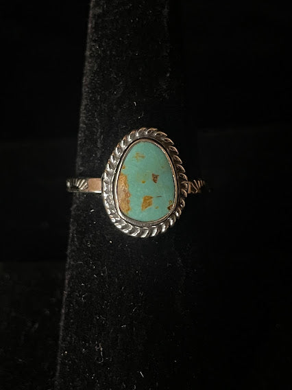 Turquoise Ring w/ Western Design | Authentic - Regul Silver