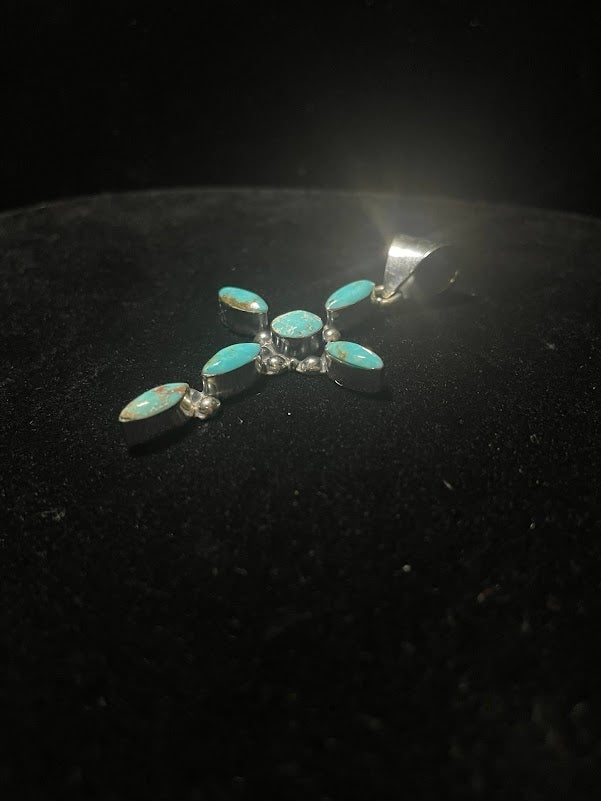 Turquoise & Sterling Silver Classic Cross Pendants - Regul Silver