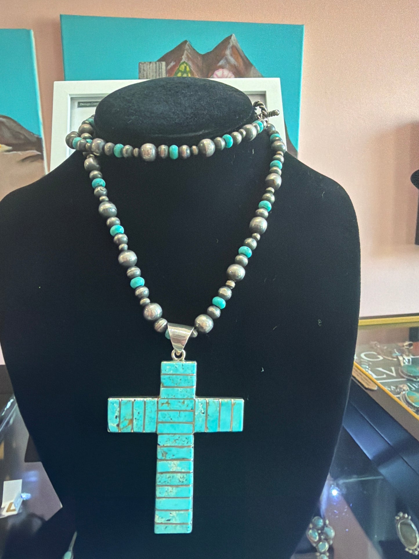 Stunning Turquoise Cross Necklace