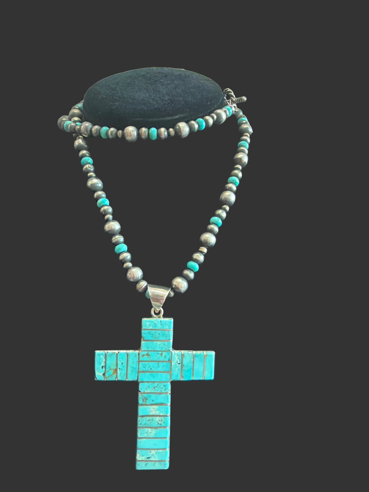 Order Only - Turquoise Cross Necklace | Sterling Silver Western - Regul Silver