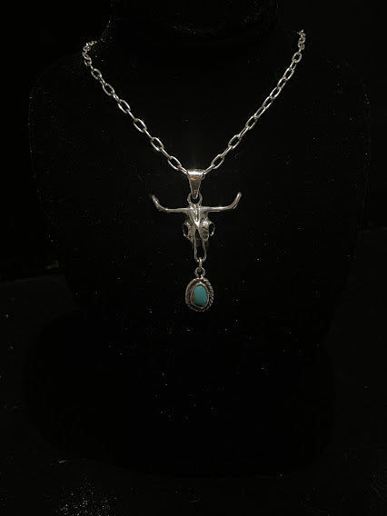 Sterling Silver Longhorn Necklace | Stockyards Style - Regul Silver