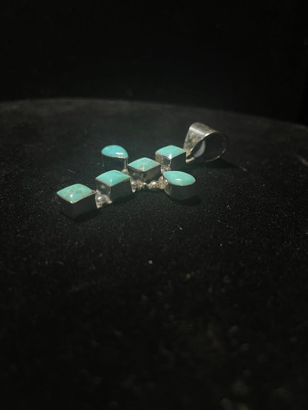Turquoise & Sterling Silver Classic Cross Pendants - Regul Silver