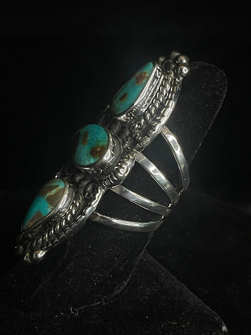 Genuine Turquoise Sterling Silver Three-Stone | One Of A Kind - Regul Silver