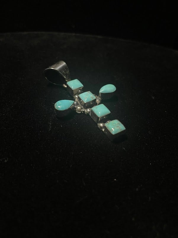 Turquoise & Sterling Silver Classic Cross Pendants - Regul Silver