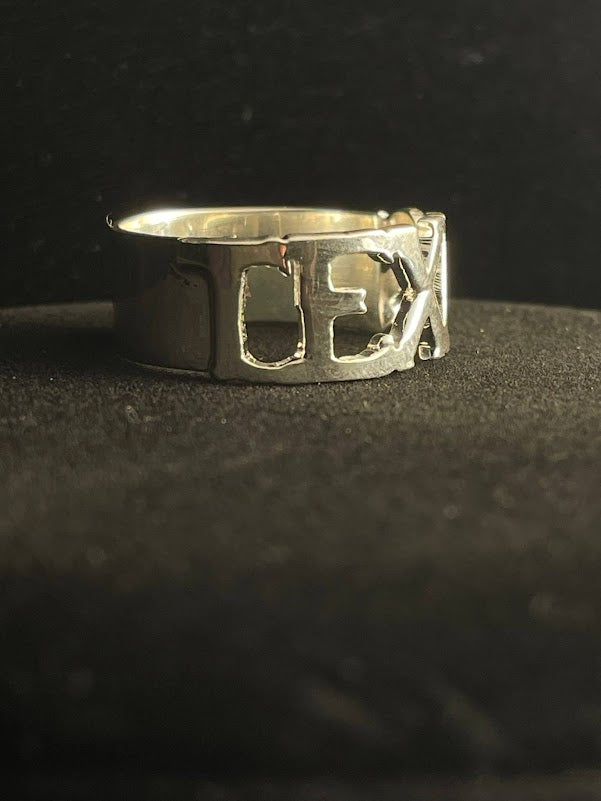 Handcrafted Sterling Silver Texas Script Ring - Regul Silver