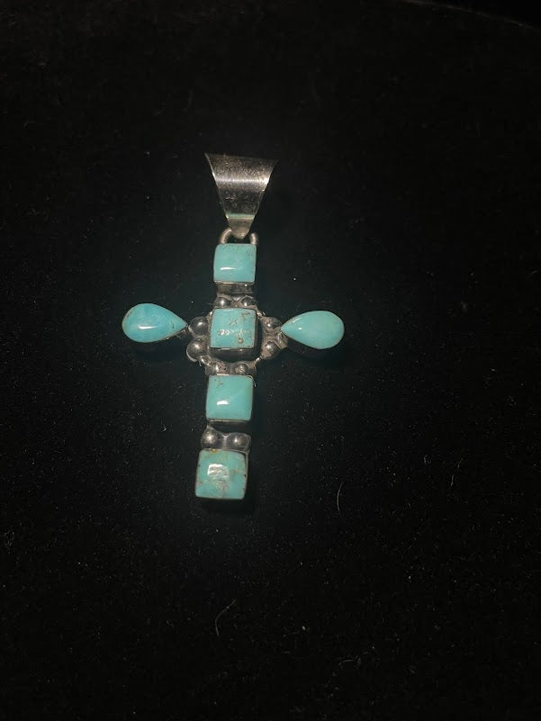 Turquoise & Sterling Silver Classic Cross Pendants - Regul Silver