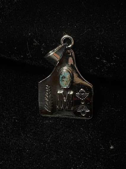 Sterling Silver Real Turquoise Pendant| Initial Jewelry - Regul Silver