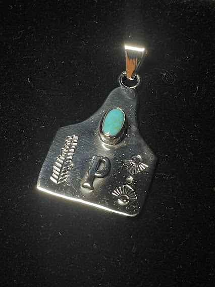 Sterling Silver Real Turquoise Pendant| Initial Jewelry - Regul Silver