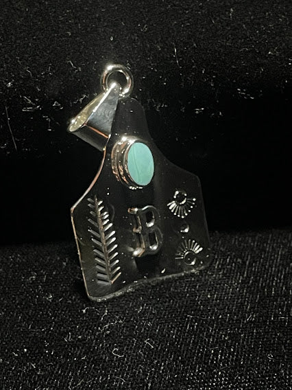 Sterling Silver Real Turquoise Pendant| Initial Jewelry - Regul Silver