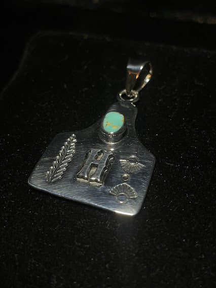 Sterling Silver Real Turquoise Pendant| Initial Jewelry - Regul Silver