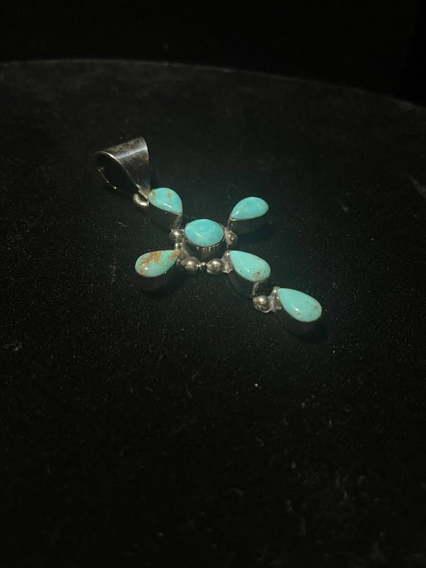 Turquoise & Sterling Silver Classic Cross Pendants - Regul Silver