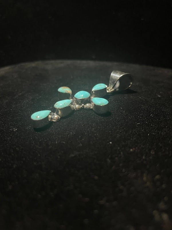 Turquoise & Sterling Silver Classic Cross Pendants - Regul Silver