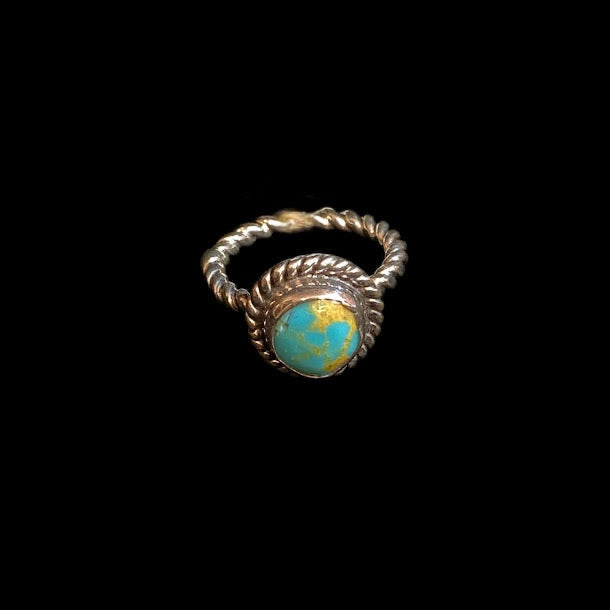 Circle Turquoise Stone Sterling Silver Ring - Regul Silver