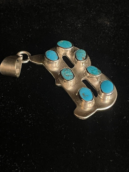 Sterling silver initial pendant hand-set with genuine turquoise stones