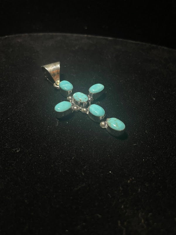 Turquoise & Sterling Silver Classic Cross Pendants - Regul Silver