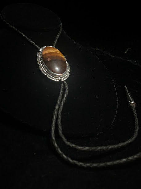 Bolo Ties | Rustic Western Leather and Genuine Gemstone - Regul Silver