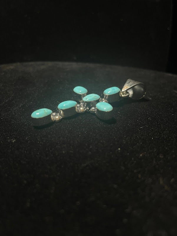 Turquoise & Sterling Silver Classic Cross Pendants - Regul Silver