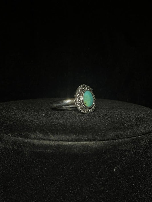 Stunning Women's Petite Circle Turquoise Ring in Sterling Silver - Regul Silver