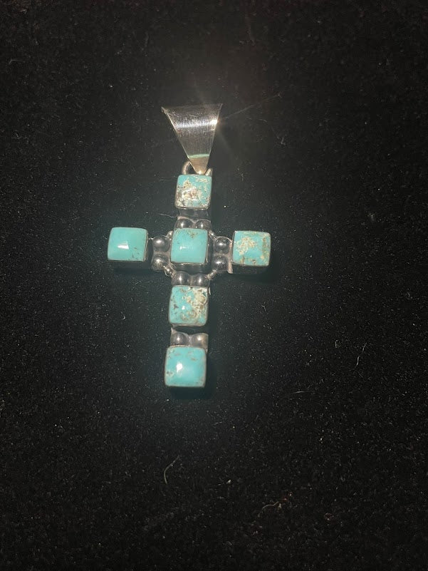 Turquoise & Sterling Silver Classic Cross Pendants - Regul Silver