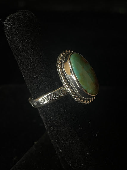 Adjustable Classic Oval Turquoise Ring | Genuine - Regul Silver