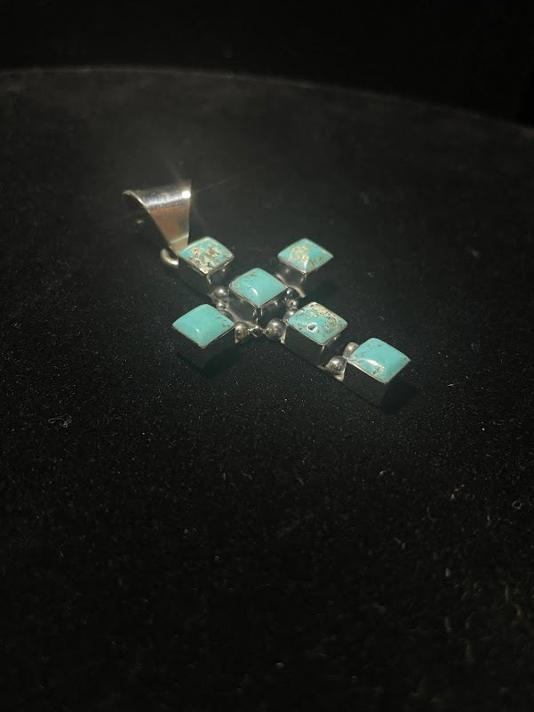 Turquoise & Sterling Silver Classic Cross Pendants - Regul Silver