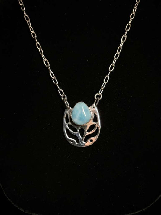 Larimar Sterling Pendant Necklace - Regul Silver