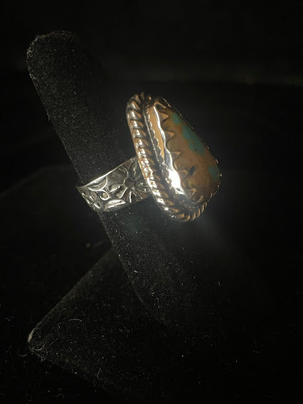 Artisan Triangle Turquoise Adjustable Ring | Genuine - Regul Silver