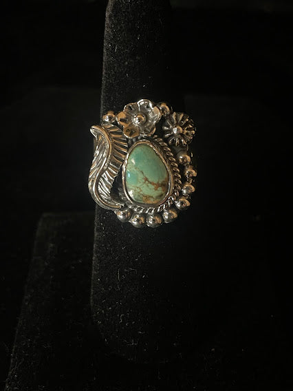 Genuine Turquoise Drop Shaped Artisan One Of A Kind Ring - Regul Silver