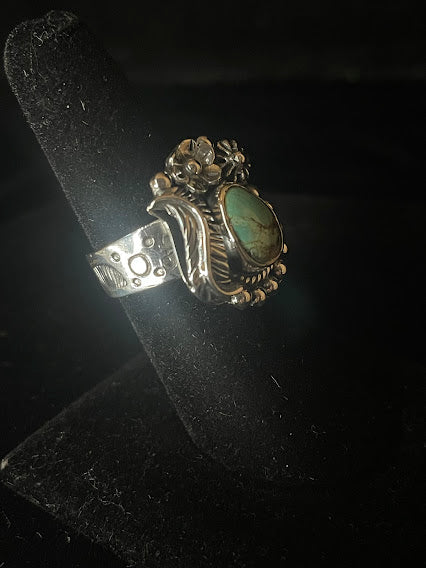 Genuine Turquoise Drop Shaped Artisan One Of A Kind Ring - Regul Silver