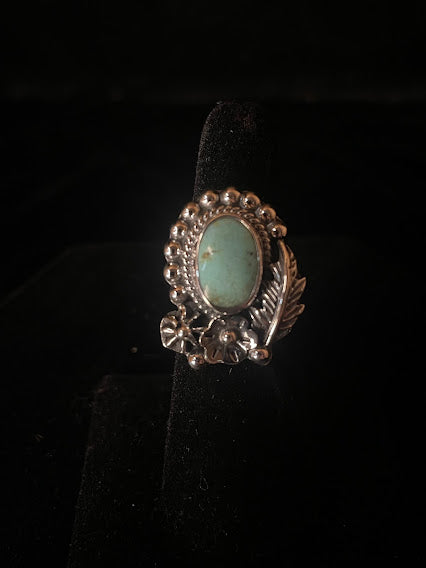 Genuine Turquoise Oval Shaped Artisan Ring - Regul Silver