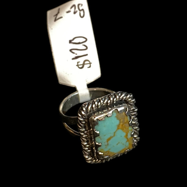 Rectangle | Handcrafted Turquoise Ring Rope Wrapped - Regul Silver