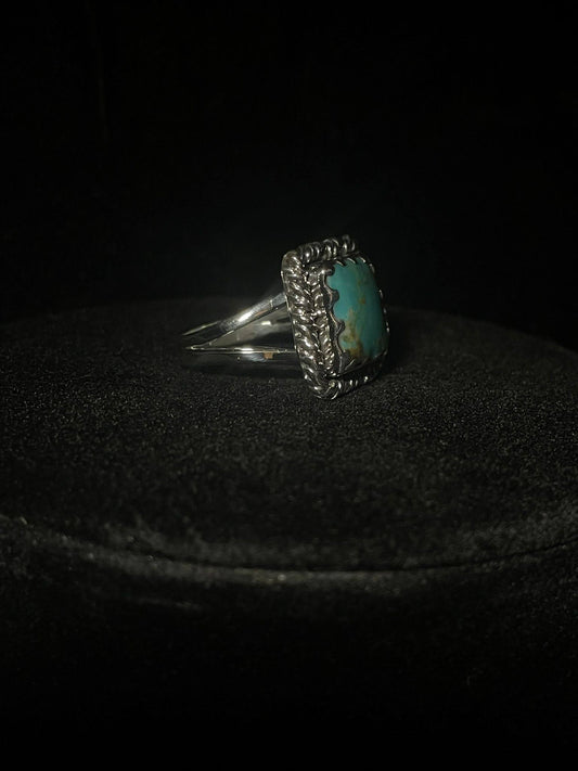 Handcrafted Real Turquoise| Square Sterling Silver Ring - Regul Silver